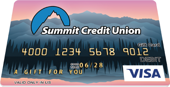 Example image of a Summit Credit Union Visa gift card