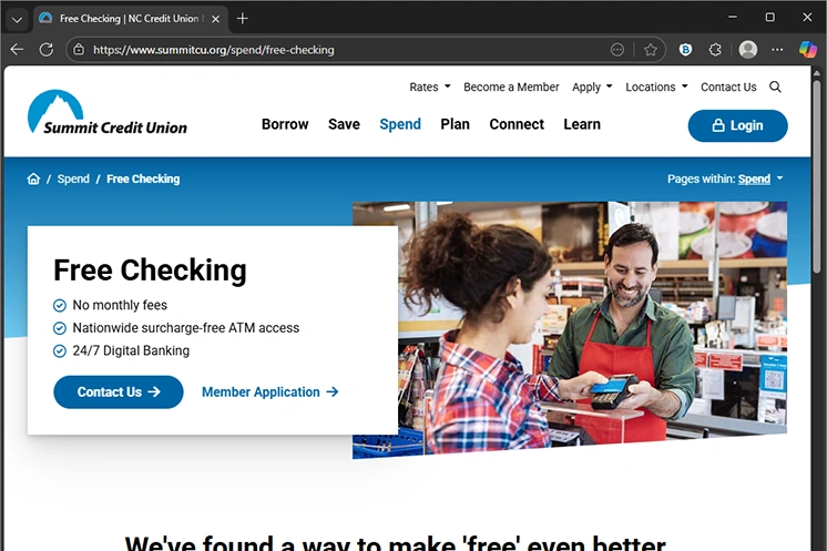 Image of our web page about checking